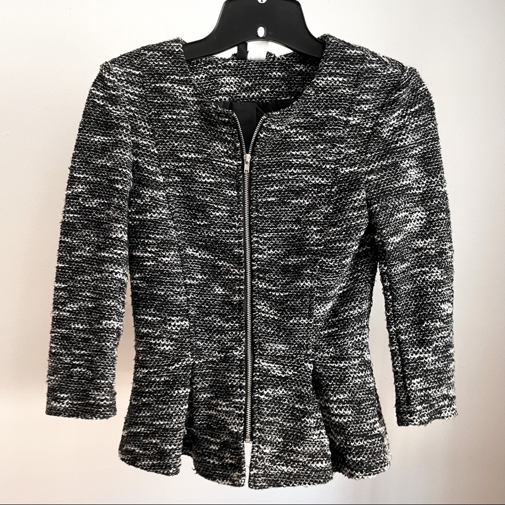 H&M Knit Zip-Up Peplum Blazer (S)